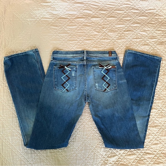 7 For All Mankind Justine Tahiti Velvet Ribbon Boot Cut Jeans - Picture 3 of 6